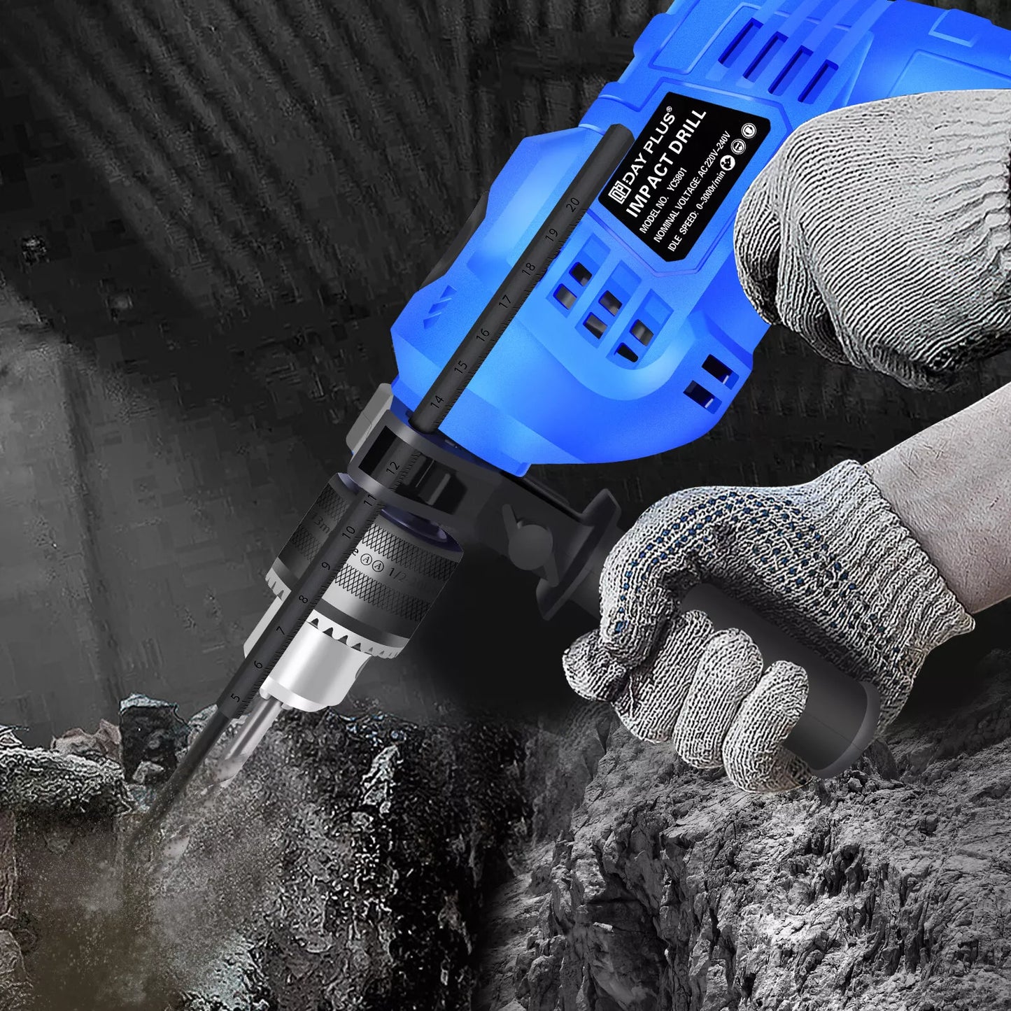 Dayplus Hammer Drill Heavy Duty Electric Corded Impact Drill 850w Rotary with Bits Set