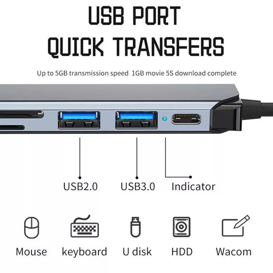 8 Port 5Gbps USB 3.0 HUB USB-C HUB Docking Station High Speed Splitter Multiport OTG Adapter Card Reader for PC / Laptops / MacBook