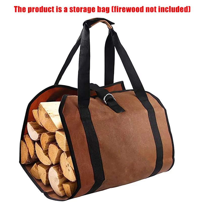 Outdoor Portable Durable Firewood Storage Bag Sturdy Buckle Easy to Carry - Brown / Black / Yellow