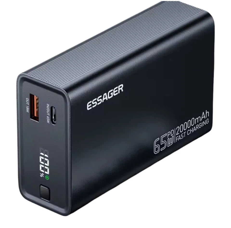 Essager 65W Power Bank 20000mAh PD Fast Charging Portable Battery Charger 3 Output Ports for iPhone