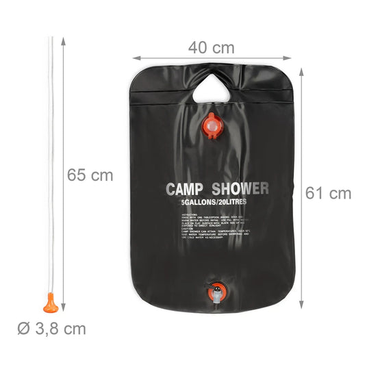 20L Portable Camping Shower Bag Outdoor Travel Hiking BBQ Cycling Beach Swimming Solar Heated Bathing Water Bag