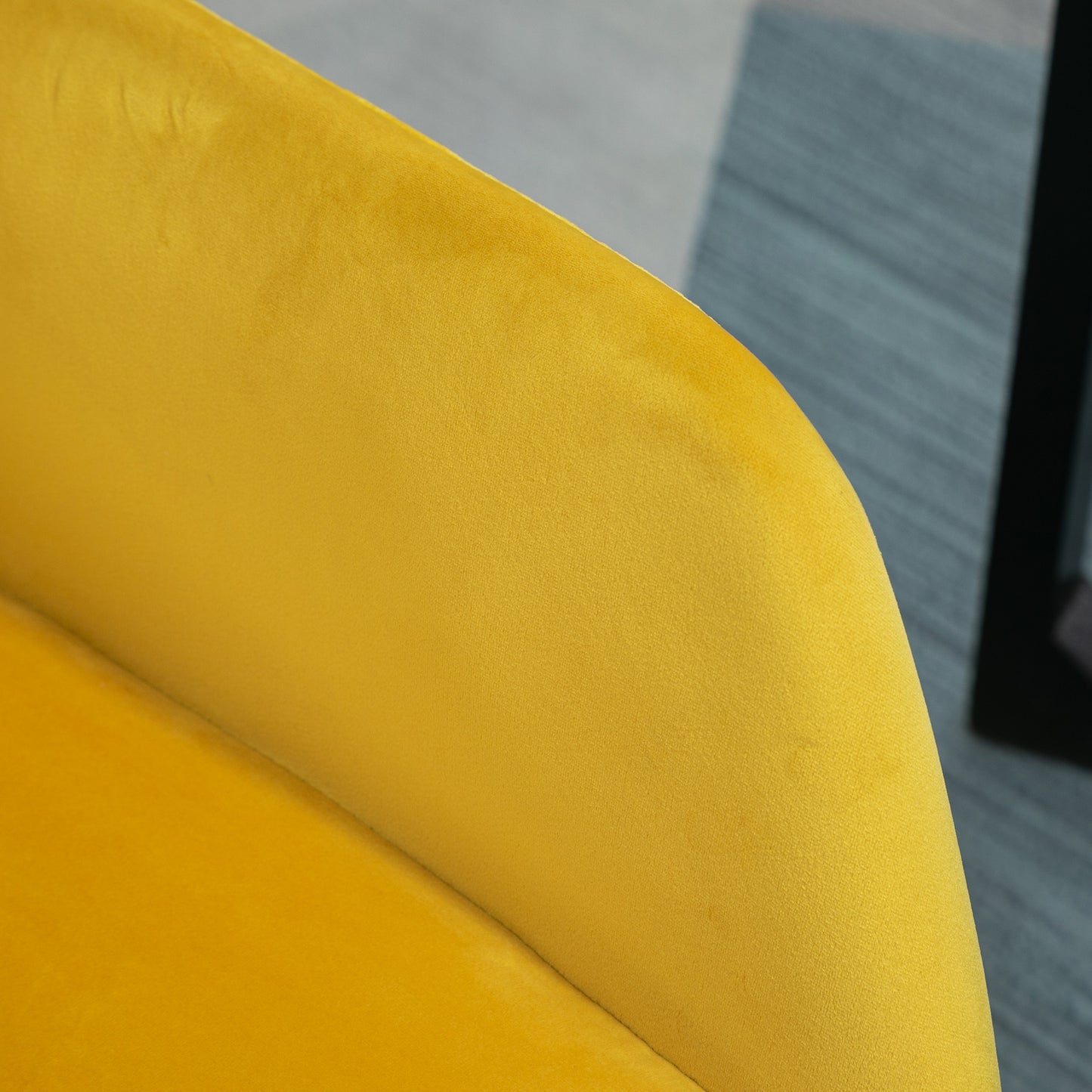 Velvet Tub Accent Chair & Glass Side Table Set | Black & Yellow