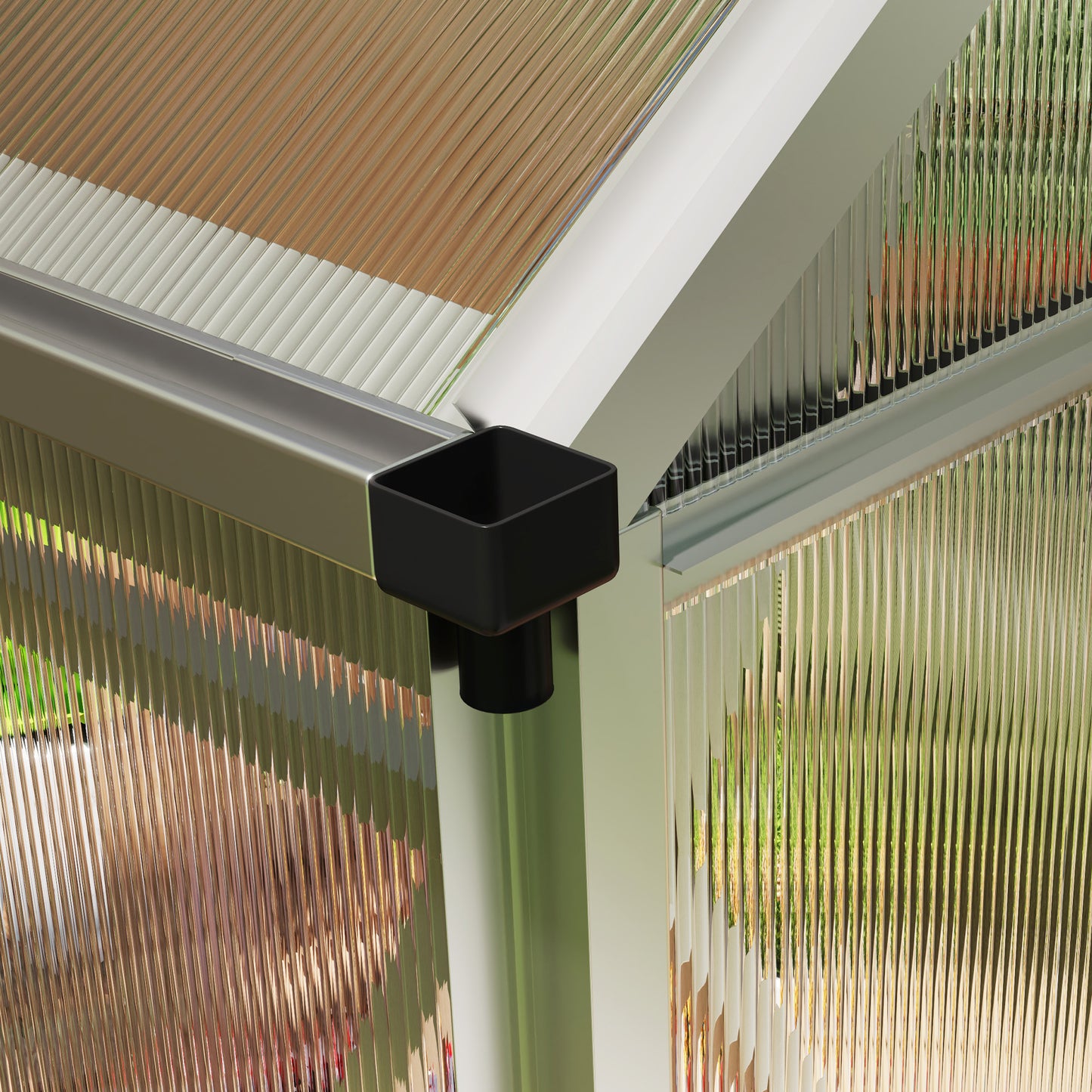 Walk-In Polycarbonate Greenhouse | 6x4ft | Aluminium Frame | Sliding Door | Roof Vent | 40kg/m² Snow Load | Silver