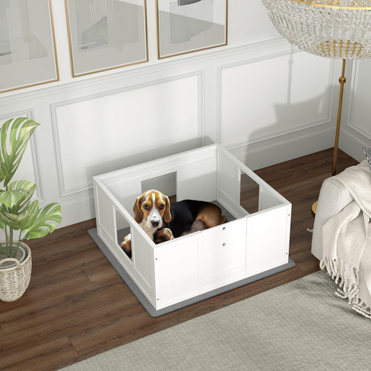 PawHut Whelping Box for Dogs with Whelping Pad, Adjustable Entrance, Non-slip Foot Pads, for Medium Dogs, 100 x 96cm