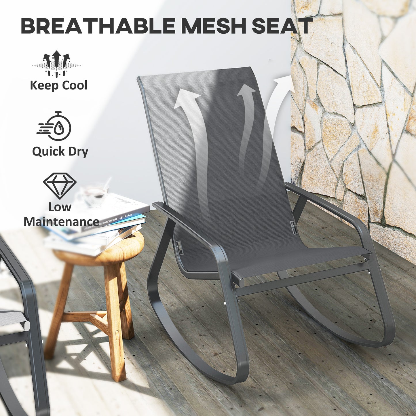 Outsunny Rocking Garden Chair - Grey