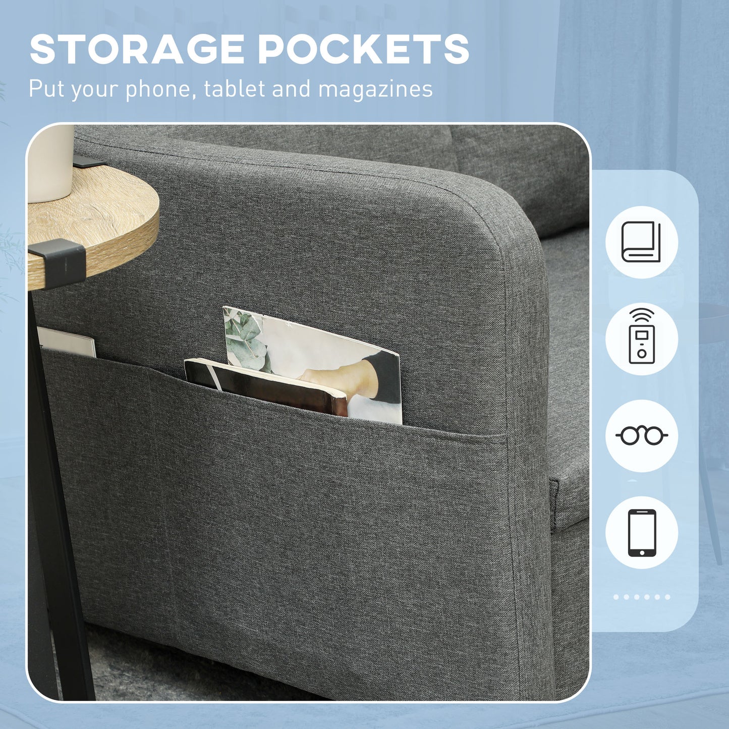 Two-Seater Pull-Out Sofa Bed - Grey