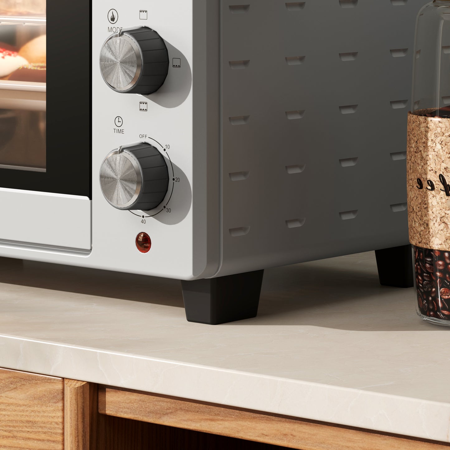 21L Mini Countertop Oven, 100°C-230°C Adjustable Temp - Silver Tone