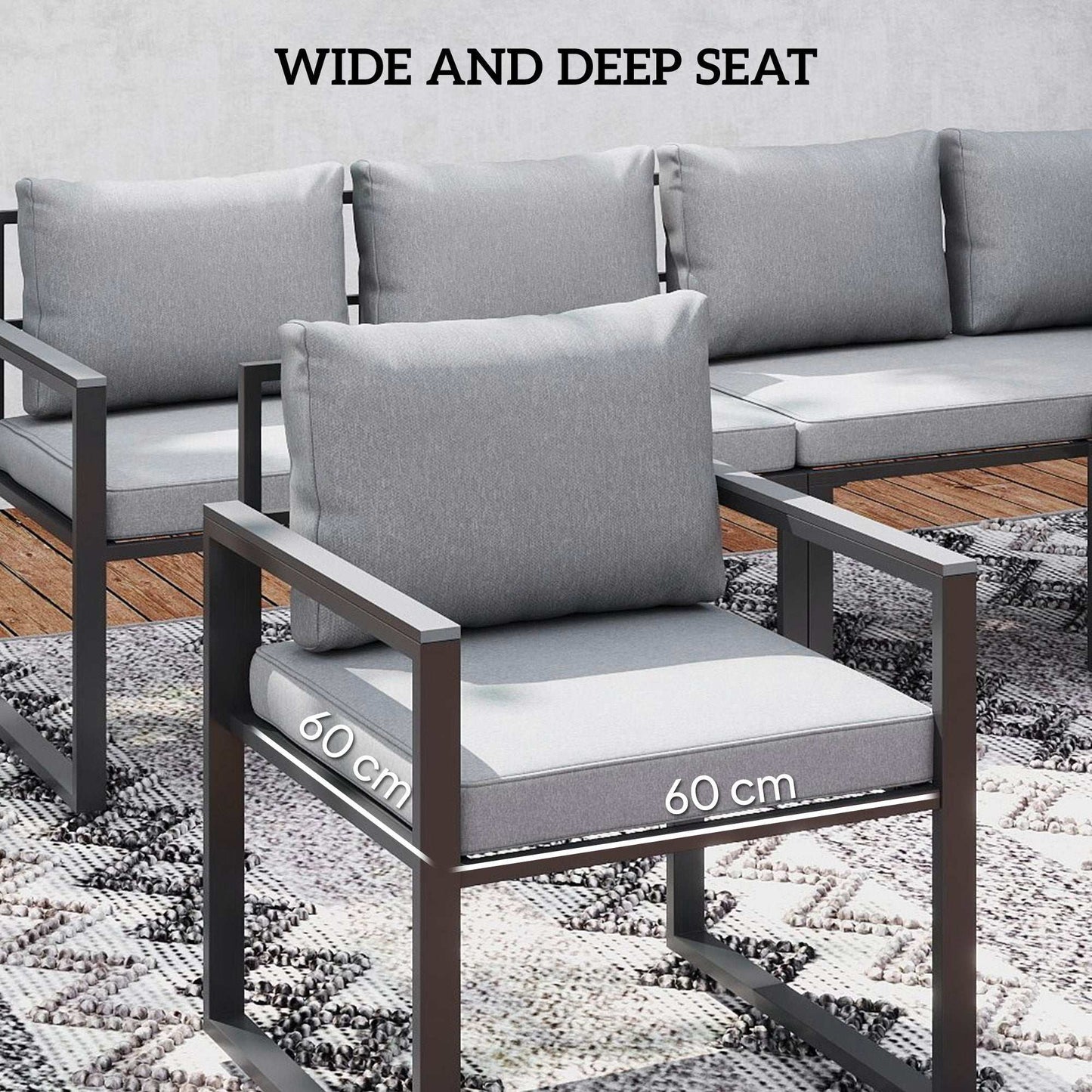 Outsunny Six Piece L Shaped Garden Furniture Set with 3 Loveseats - Grey