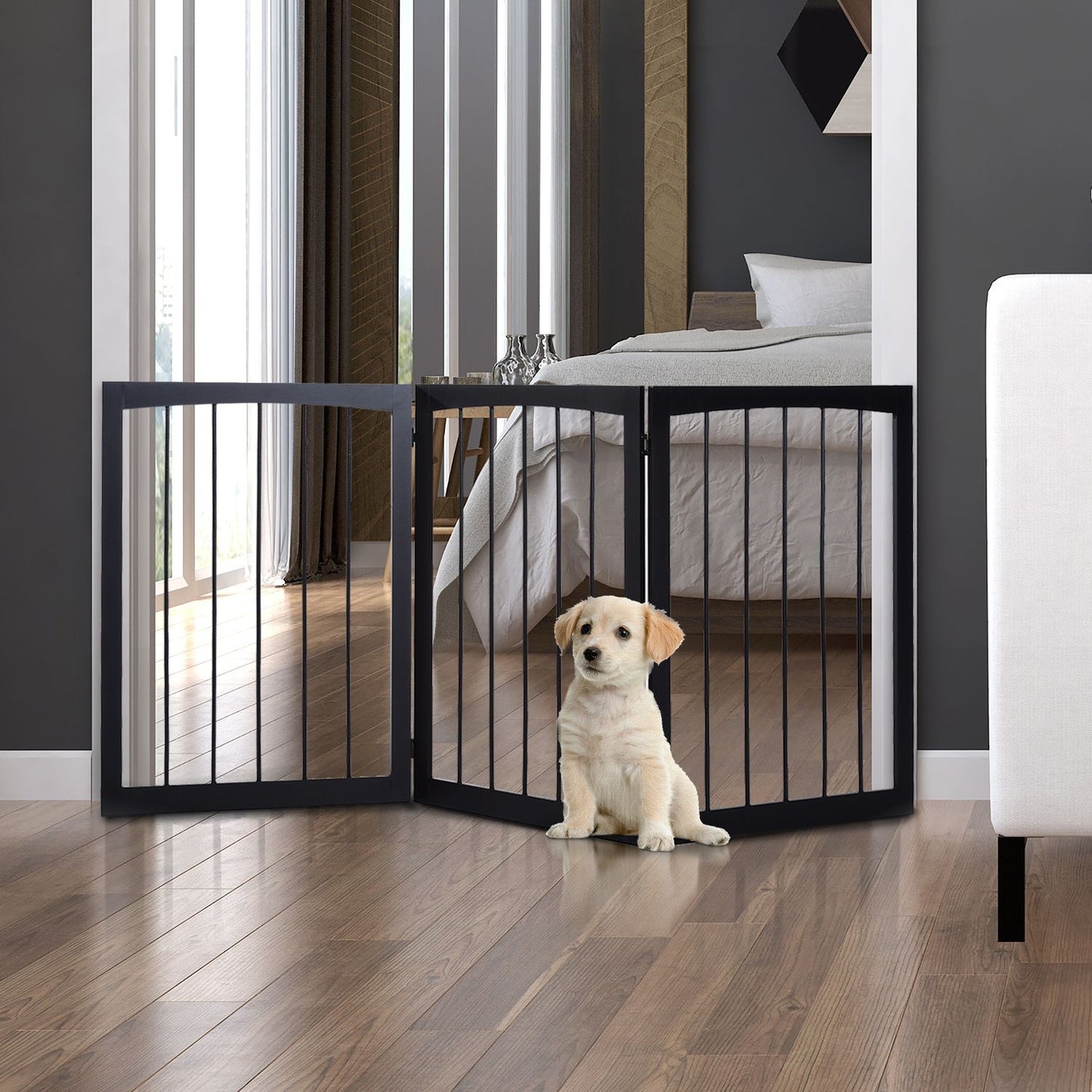 PawHut Free Standing Folding Dog Pet Child Safety Fence Gate Barrier