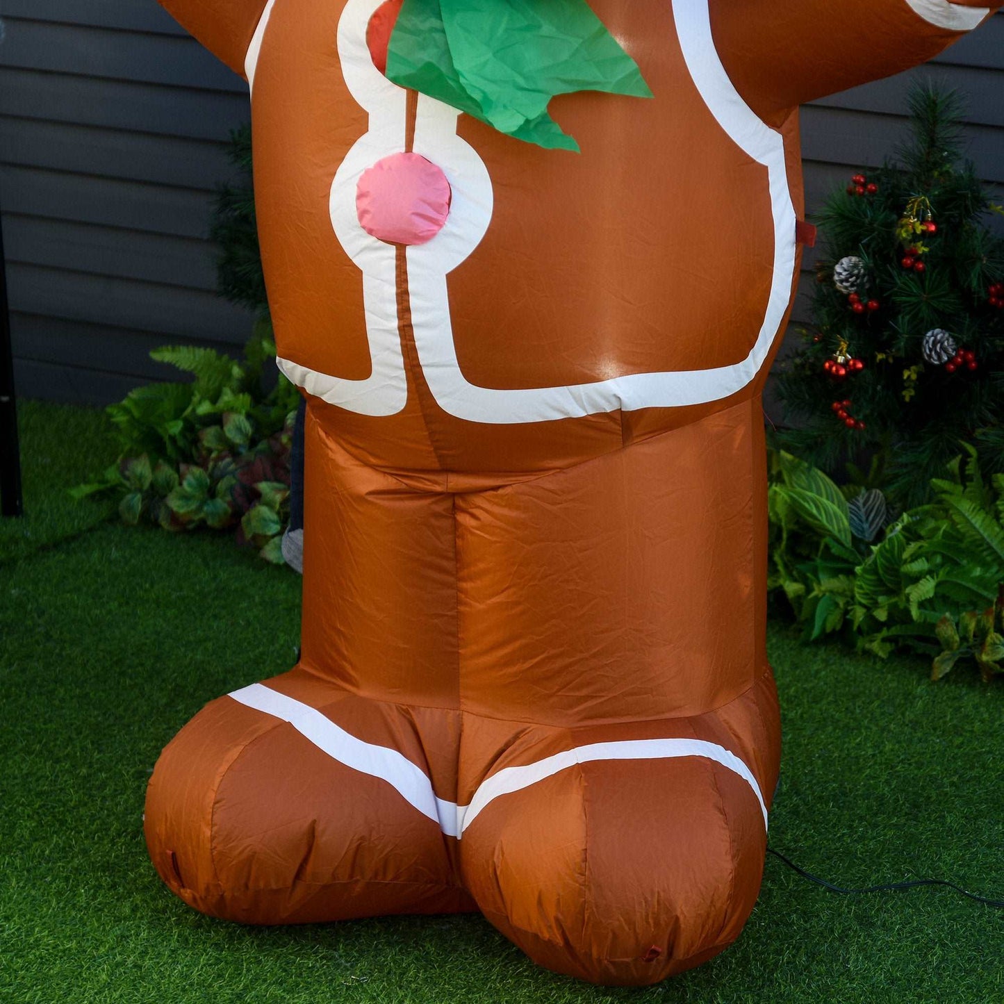 183cm Christmas Inflatable Gingerbread Man Holiday Yard Lawn Decoration with LED Lights, Indoor Outdoor Blow Up Decor