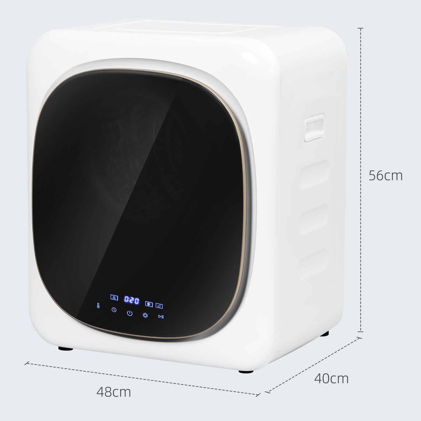 4kg Vented Tumble Dryer W/ Deodorise, Smart Mode, 800W Compact Tumble Dryer For Small Spaces, Front Loader For Flat, Home, RVs