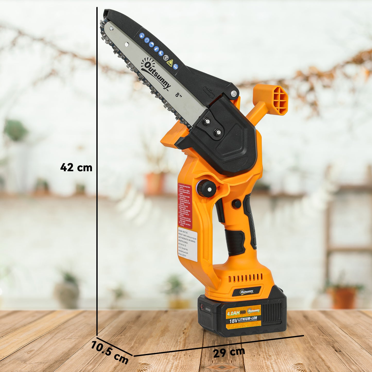 8 Inch Electric Chainsaw, Cordless Chain Saw with Brushless Motor, 2 x 4.0Ah Batteries and Safety Lock, Handheld Portable Wood Pruning Saw