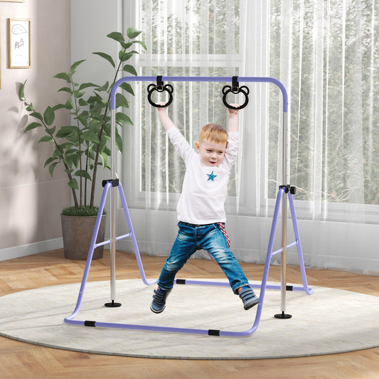 Adjustable Height, Foldable Kids Gymnastics Bar w/ Non-Slip Mats, for 3+ Years