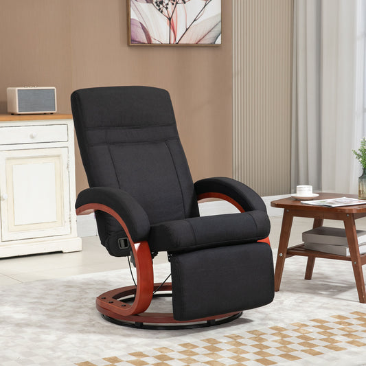 135° Manual Reclining Swivel Chair, with Footrest - Black