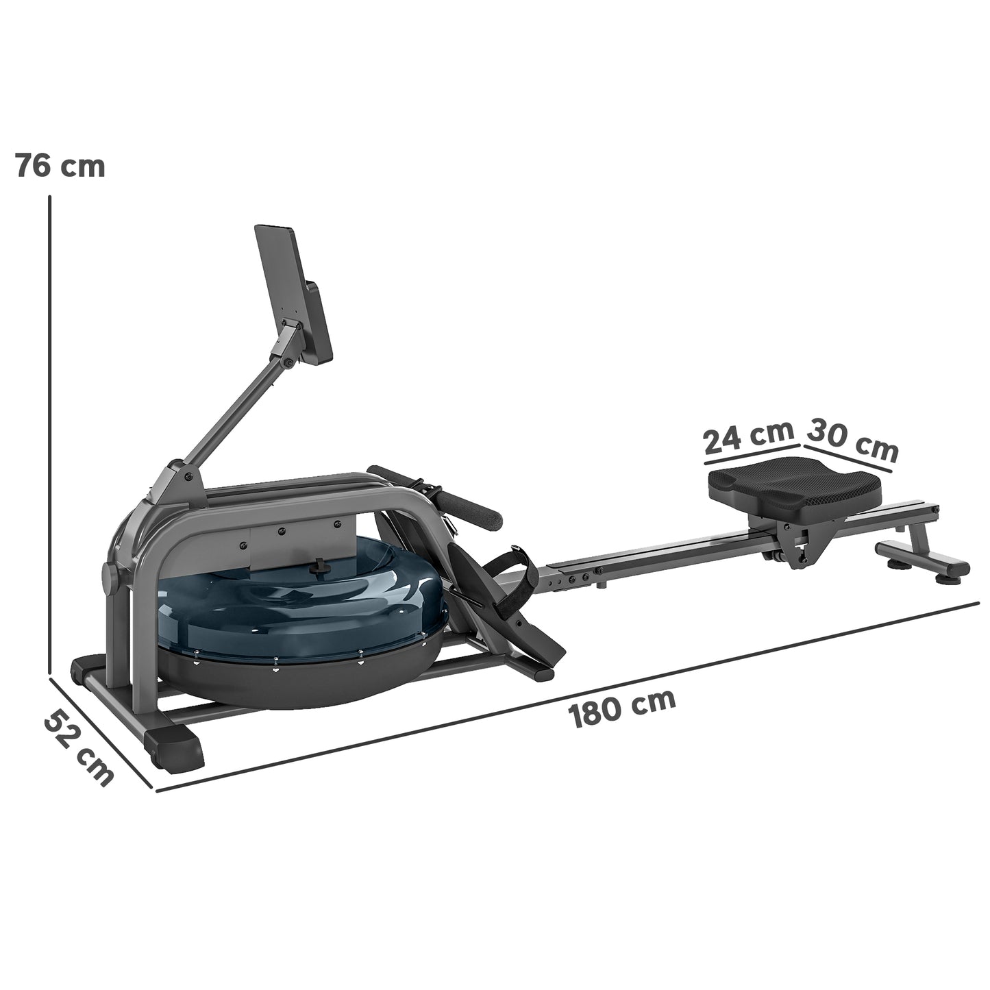 Water Rowing Machine, Machines for Home Gym with Adjustable Resistance, Wheels, LCD Monitor, Cardio Training