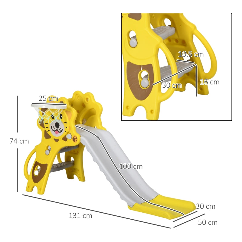 AIYAPLAY 2 in 1 Baby Slide for Indoor Use with Basketball Hoop, Basketball, for Ages 18-36 Months