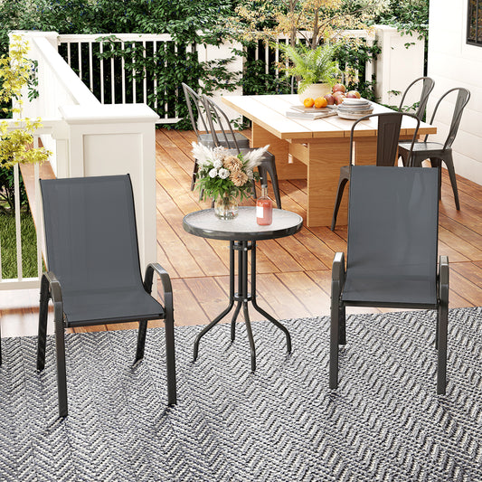 Outsunny Three-Piece Outdoor Garden Furniture Dining Set - Grey