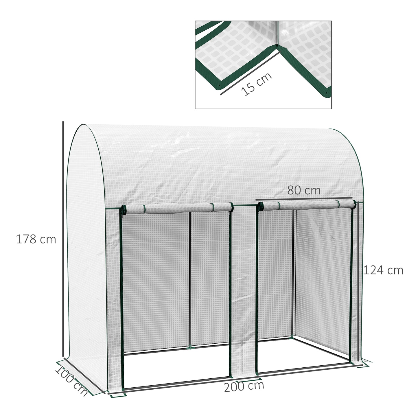 Outsunny Walk-In Greenhouse W/ Zipped Roll Up Doors, Plastic Cover And Arched Top for Tomatoes, Flowers, Vegetables and Herbs - White