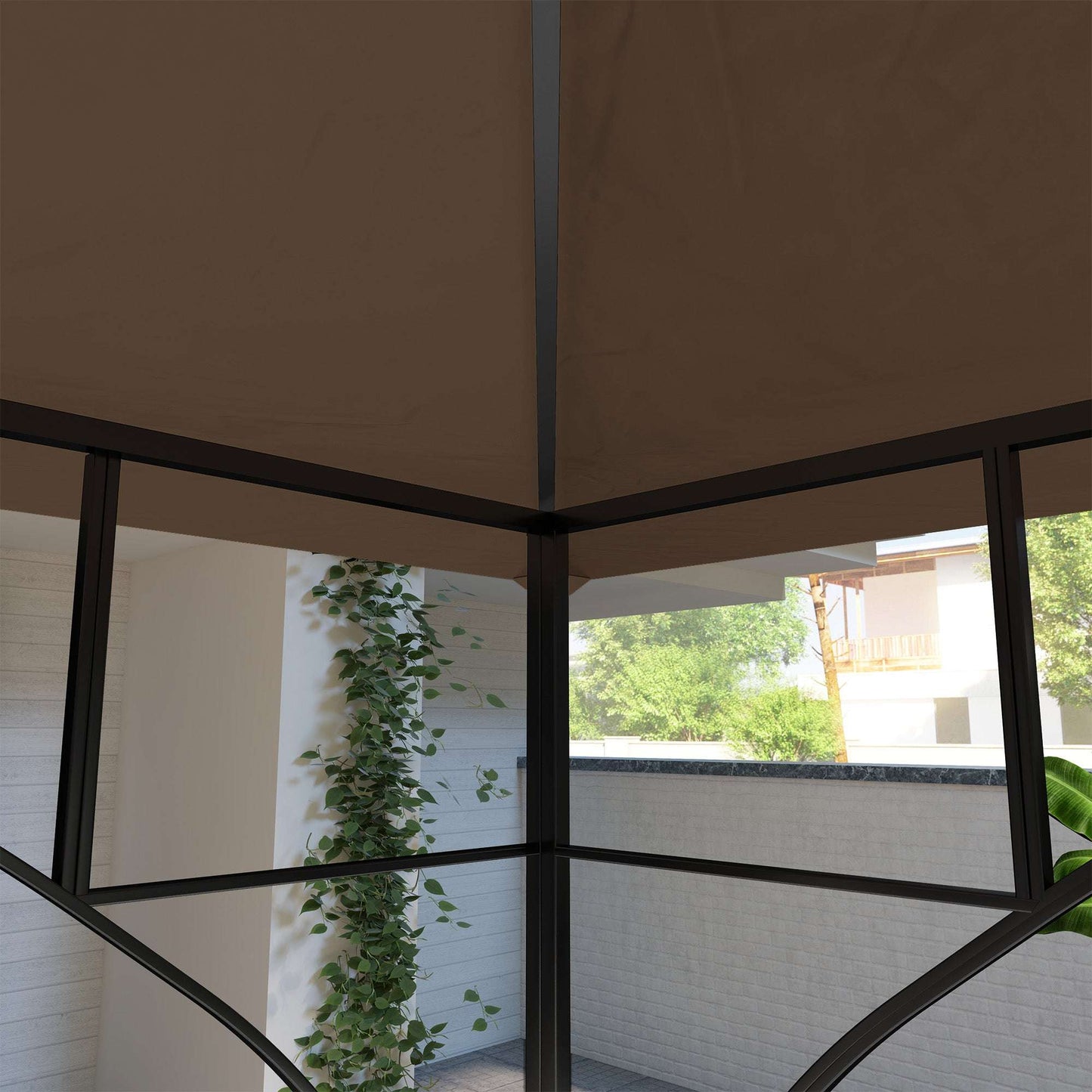 Outsunny 3x3(m) Replacement Gazebo Canopy, Double Tier Roof Top for Garden, Patio, Outdoor, Khaki (TOP ONLY)
