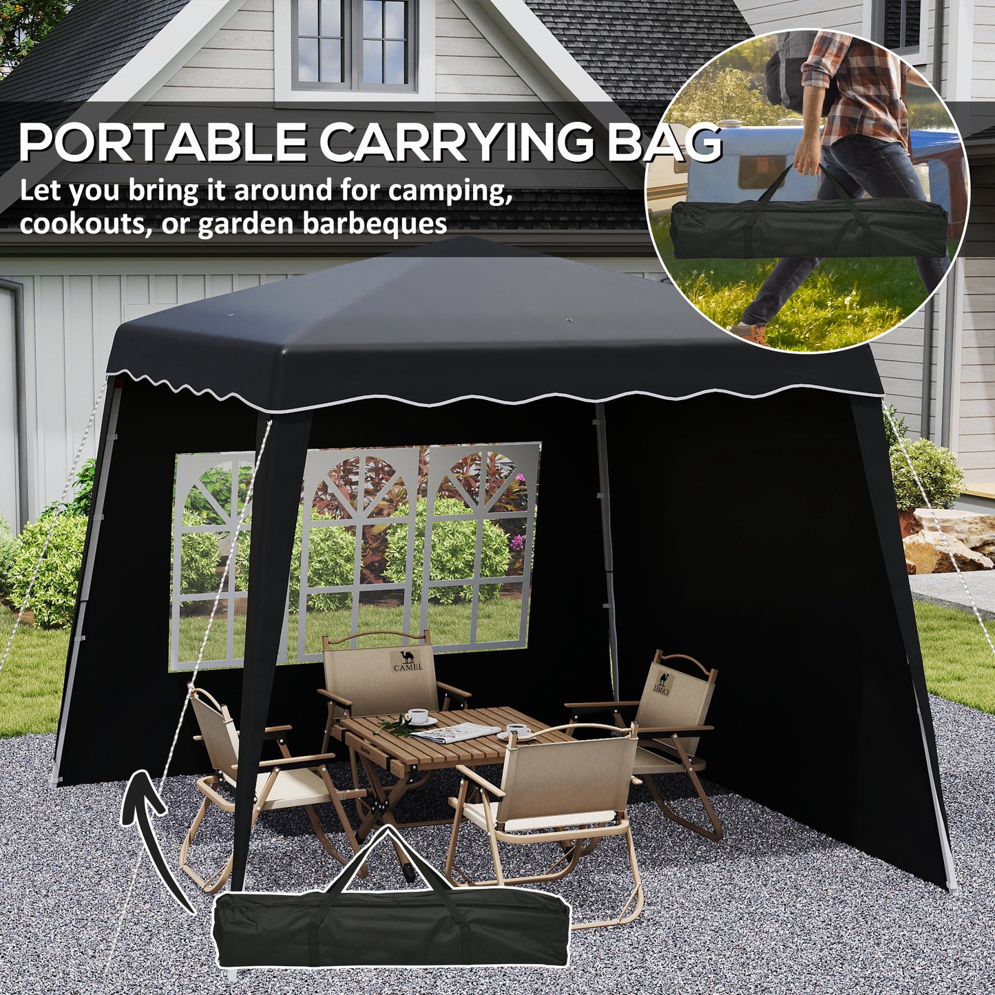 Outsunny 2.4 x 2.4m UV50+ Pop Up Gazebo - Black / Blue