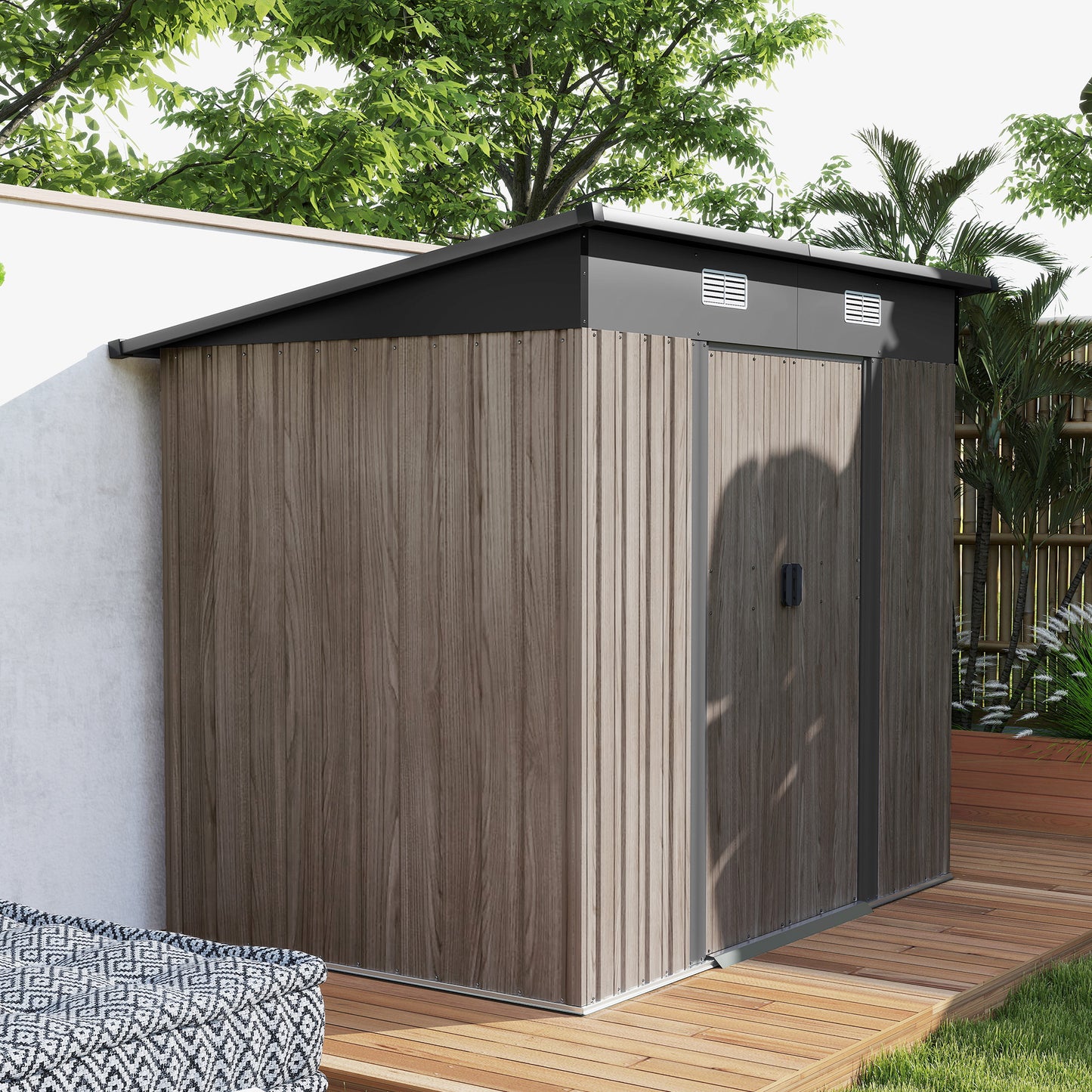Outsunny Outdoor Garden Storage Shed - Grey Wood Grain