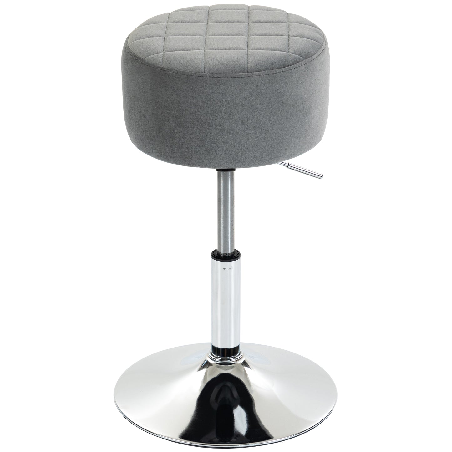Adjustable Swivel Bar Stool | Velvet-Feel Seat | 17cm Cushion | Gas Lift 51–66cm | 360° Swivel | 120kg | Black / Grey
