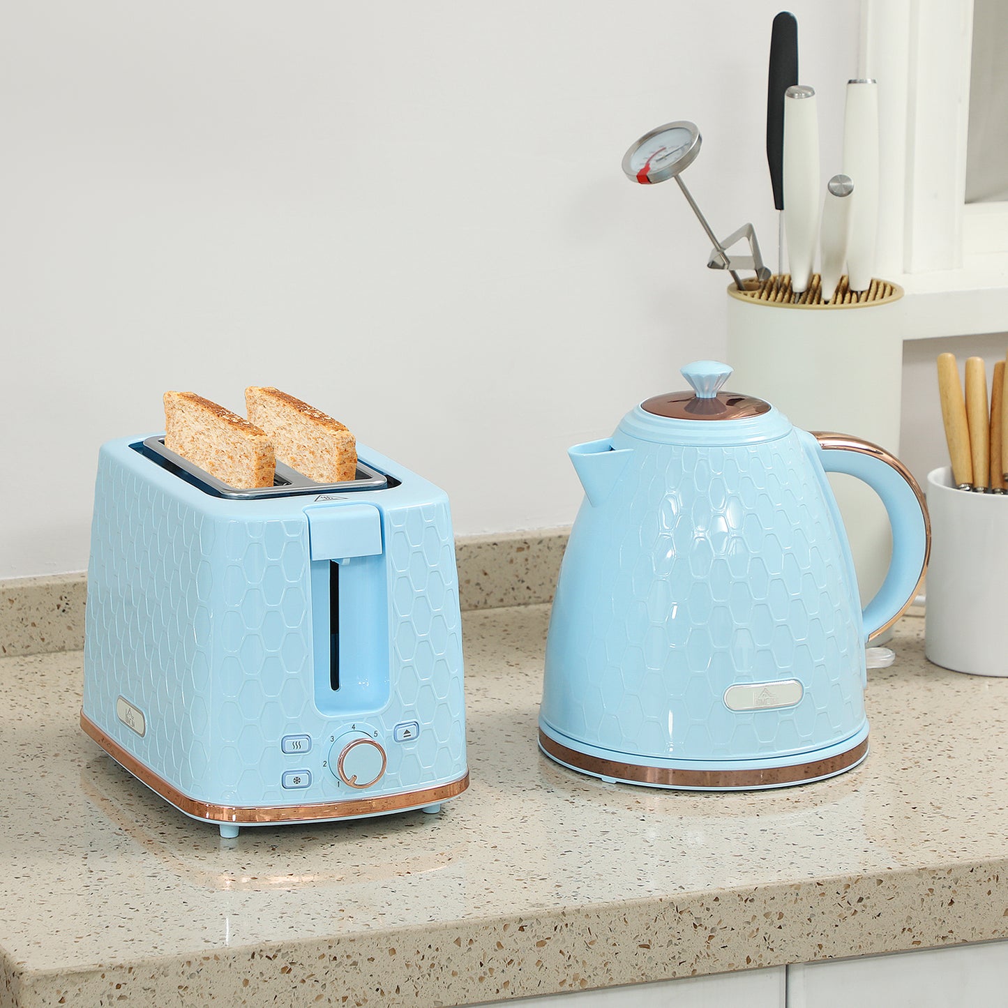 1.7L 3000W Fast Boil Kettle & 2 Slice Toaster Set, Kettle and Toaster Set with Auto Shut Off, Browning Controls