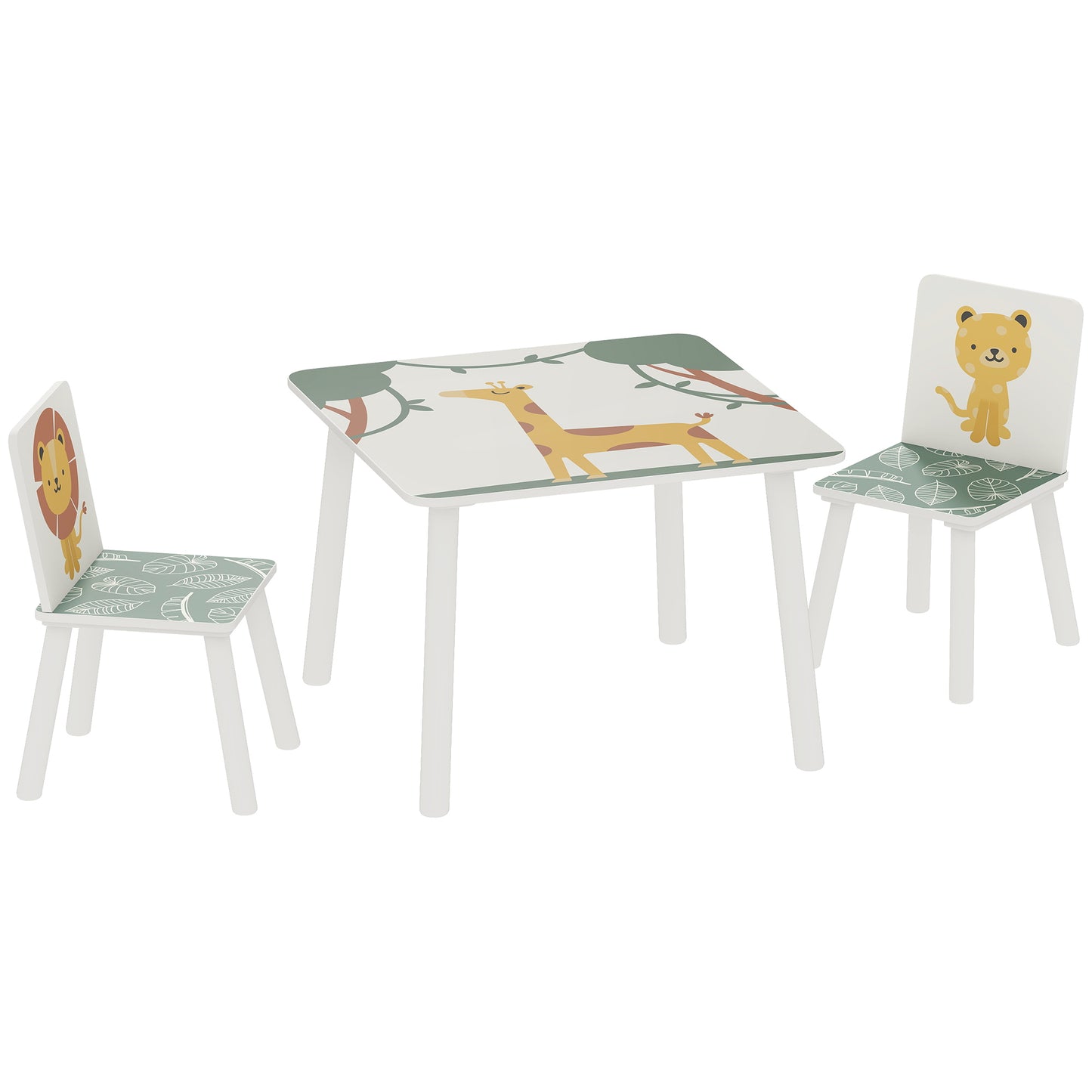 AIYAPLAY 3-Piece Toddler Table and Chair Set, Kids Table with 2 Chairs Set for Bedroom, Nursery, Playroom