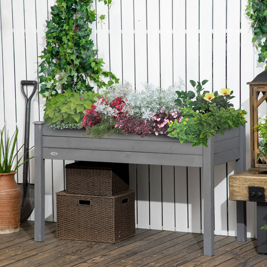 Raised Bed for Garden, Wooden Elevated Planter Box with Bed Liner, for Flower Vegetable Herb, Dark Grey