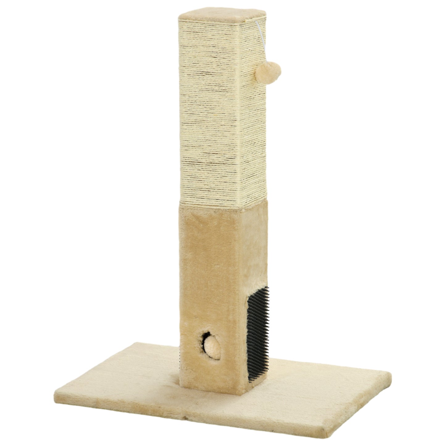 79cm Cat Scratching Post | Jute Rope Post 14x14cm | Carpet Base 59.5x39cm | Rubber Massage Nodules | Dangling Ball | Bell Toy | Particle Board | Under 5kg | Grey / Beige