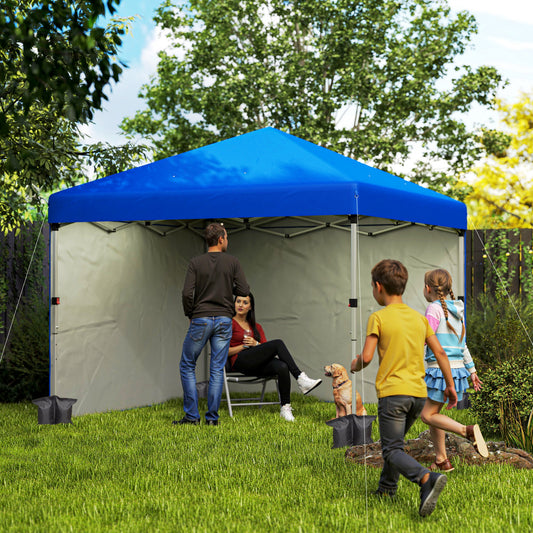 3 x 3 (M) Pop Up Gazebo, UPF 30+ with 2 Sidewalls, Leg Weight Bags and Wheeled Bag, Height Adjustable Party Tent Event Shelter