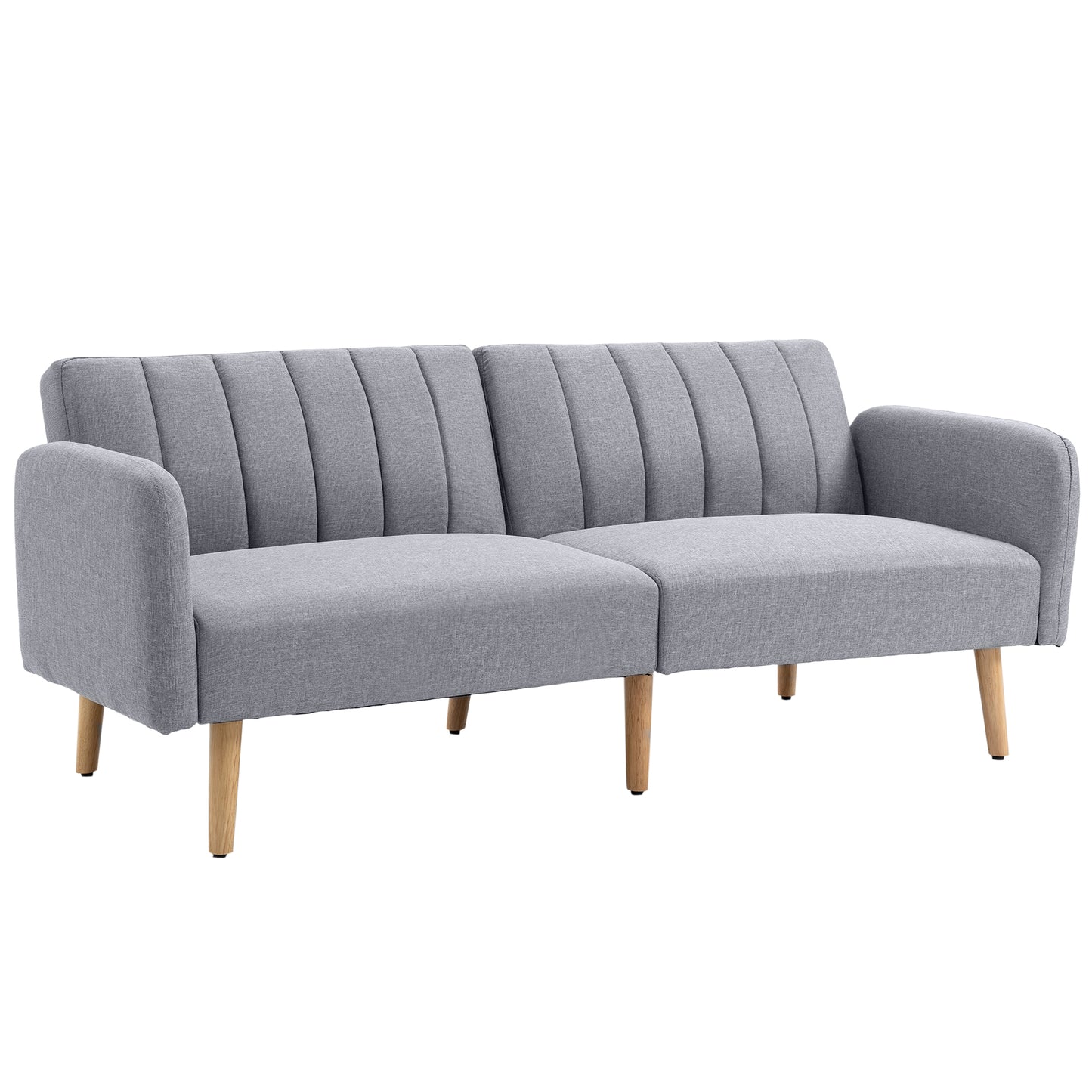 Two-Seater Sofa Bed, with Split Back - Light Grey