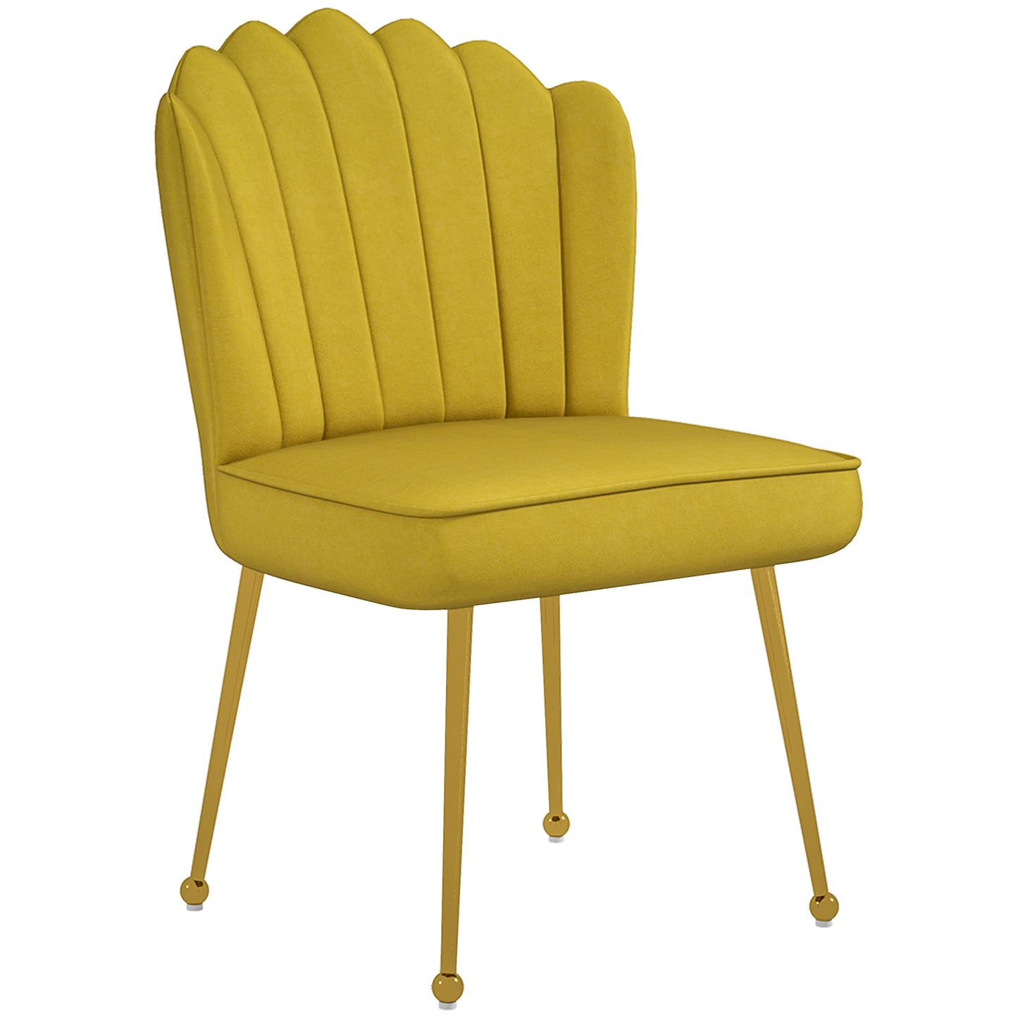 Vintage Retro Style Velvet-Feel Shell Accent Chair - Blue / Yellow