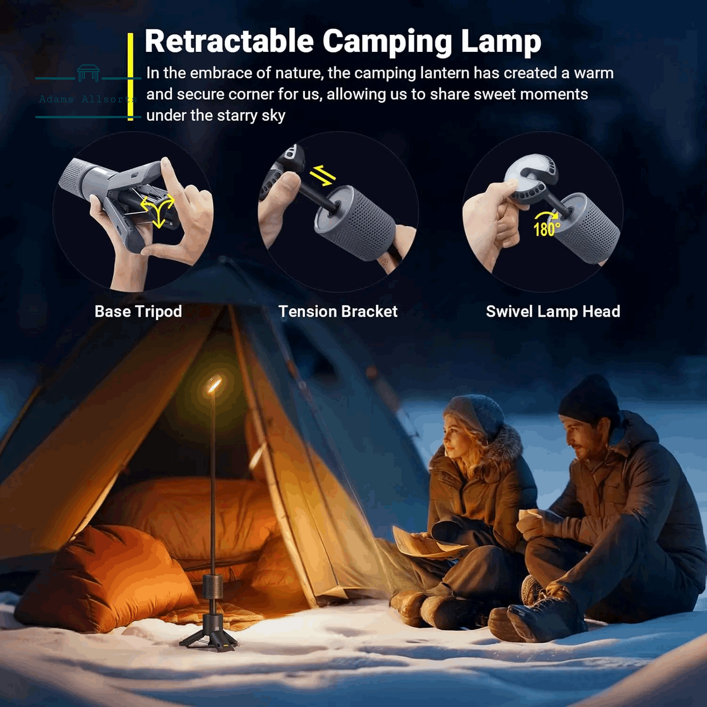 LED Outdoor Camping Lantern, UBS Rechargeable, Adjustable Colour Temperature Outdoor Portable Lantern, IP65 Waterproof