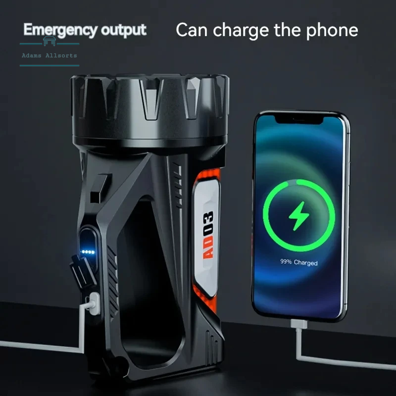 USB Rechargeable Solar Energy Camp Flashlights ABS Portable Waterproof Torch Work Light Outdoor Searchlight