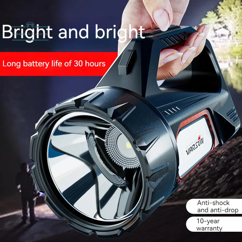 USB Rechargeable Solar Energy Camp Flashlights ABS Portable Waterproof Torch Work Light Outdoor Searchlight