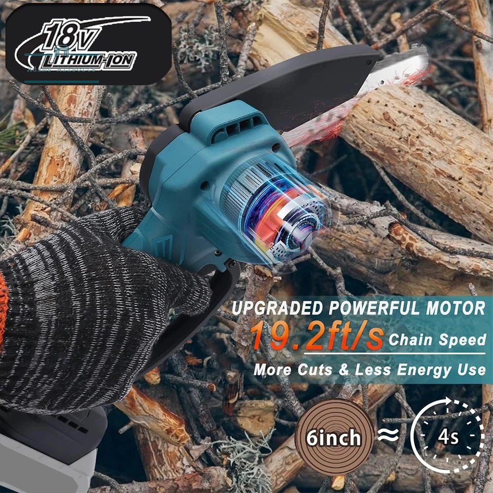 Mini Portable Chainsaw For Makita 18V 6 Inch (No Battery) Woodworking, Small Handheld Electric Logging