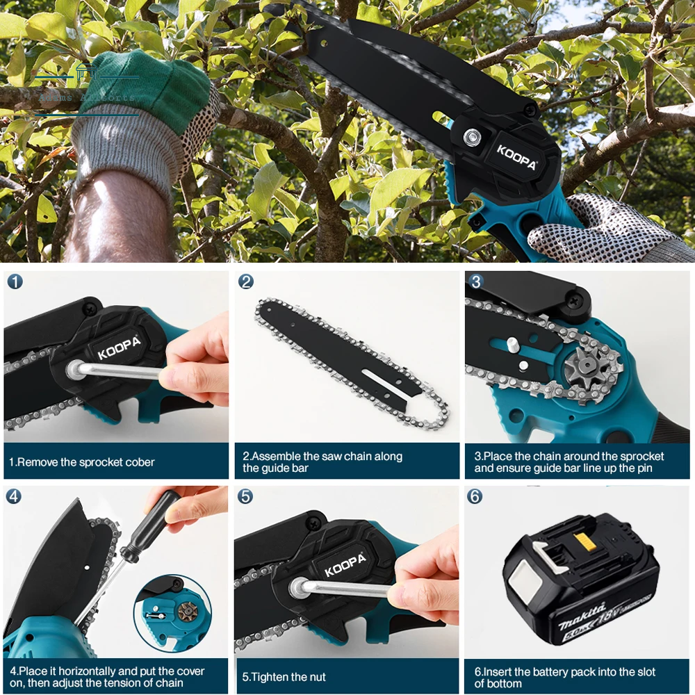 Mini Portable Chainsaw For Makita 18V 6 Inch (No Battery) Woodworking, Small Handheld Electric Logging
