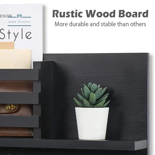 Key Holder for Wall with Shelf Rustic Mail Organizer Wall Mount Wooden Entryway Hanging Mail Organizer Home Storage Holder Racks
