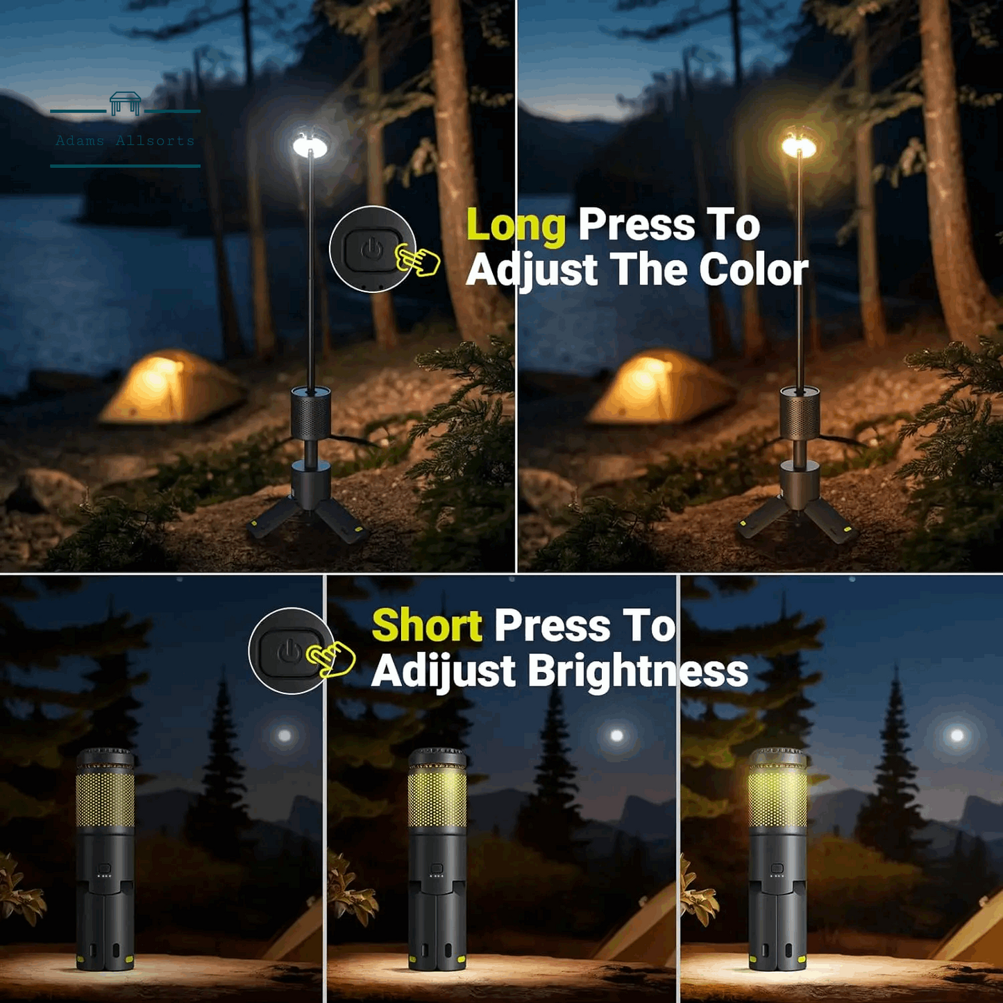 LED Outdoor Camping Lantern, UBS Rechargeable, Adjustable Colour Temperature Outdoor Portable Lantern, IP65 Waterproof