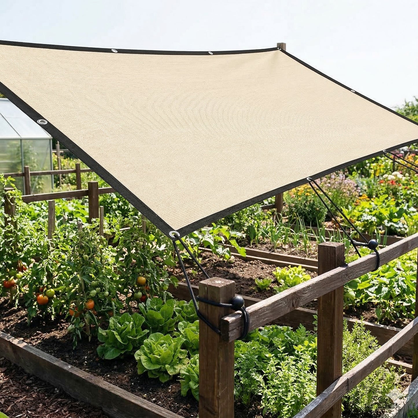 2x3m Sun Shade Sail | 85%+ UV Block | 180g/m² HDPE | 10 Stainless Steel Eyelets | 10 Bungee Ropes Included | Patio Garden Pool | Beige