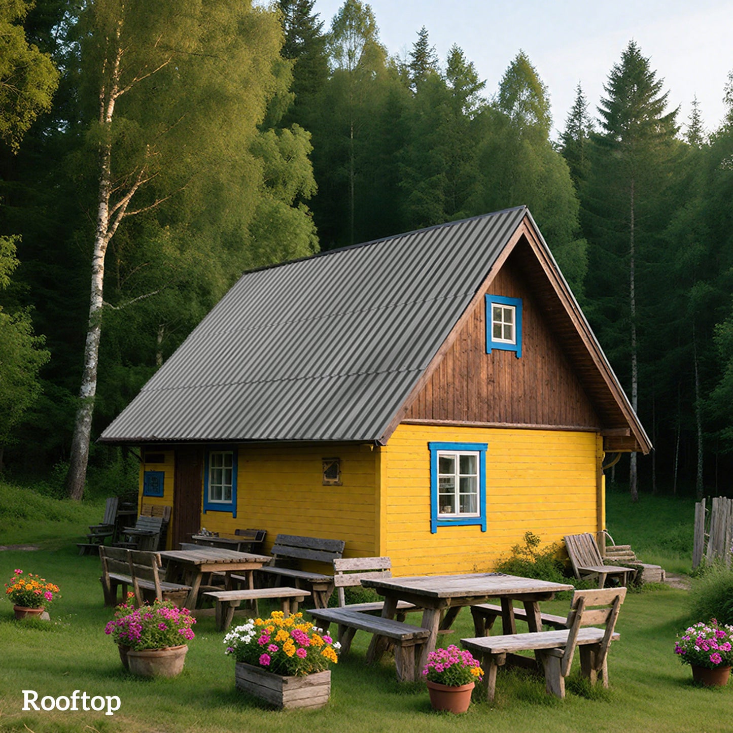 Outsunny Set of 12 Corrugated Steel Roof Sheet Panels - Light Grey