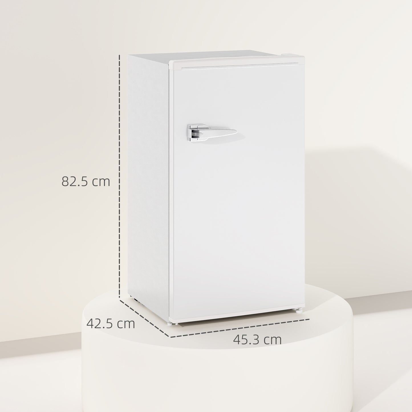 Under Counter Fridge, 85L Small Retro Vintage Style Refrigerator with Chiller Box, Adjustable Thermostat, Glass Shelves, White