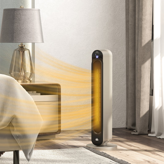 Electric Heater, 2200W Energy Efficient Ceramic Heater with Remote, 3 Modes, Timer, 45° Oscillation, Space Heater for Home, Silver