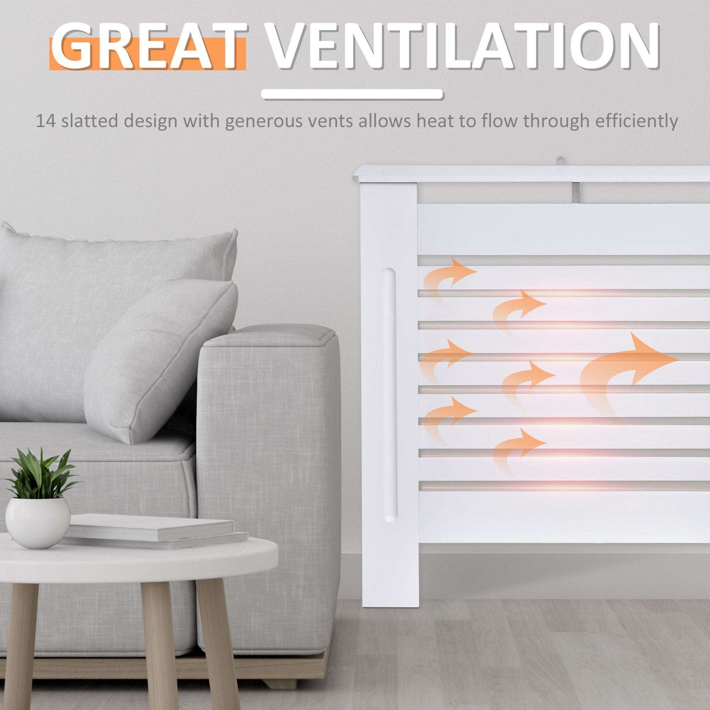 152L x 19W x 81H cm MDF Radiator Cover-White