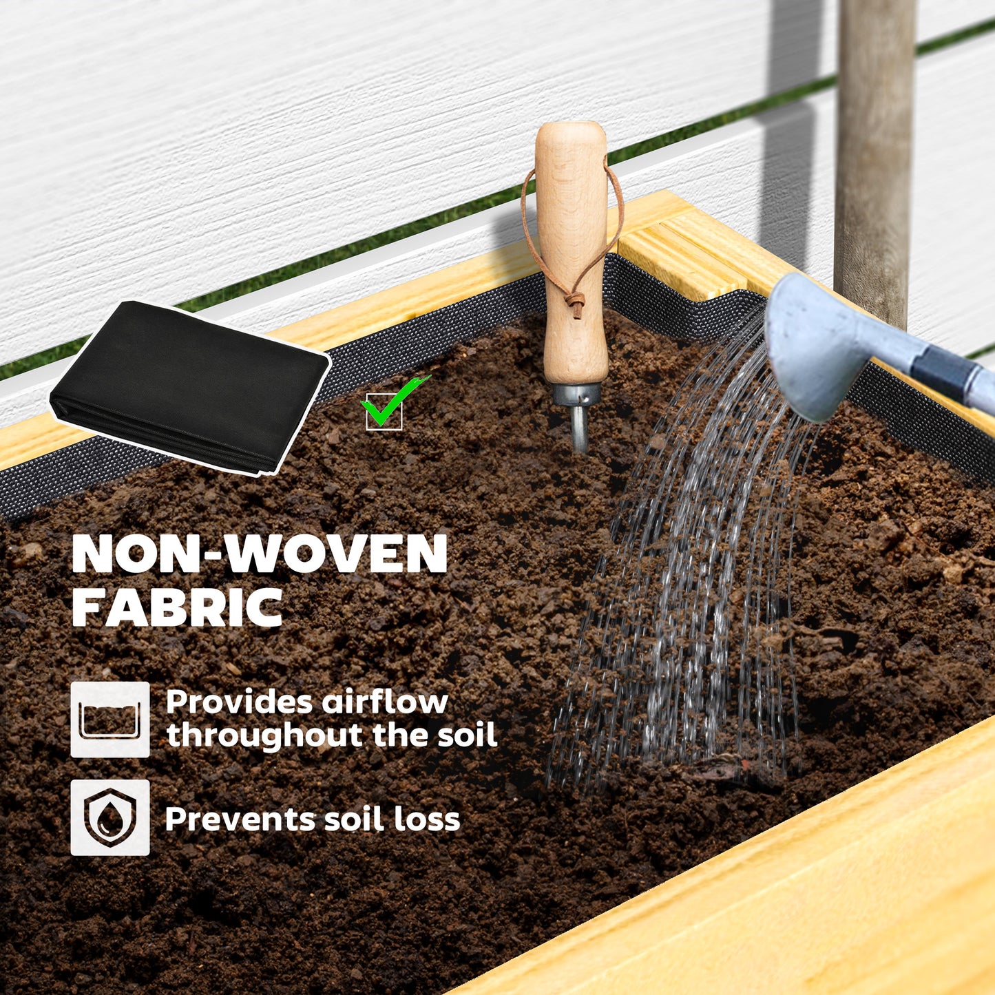 Wooden Raised Garden Bed, Elevated Planter Box with Bed Liner, Drainage Holes and Storage Shelf, Raised Planter for Vegetables, Flowers, Herbs, Natural Wood Finish