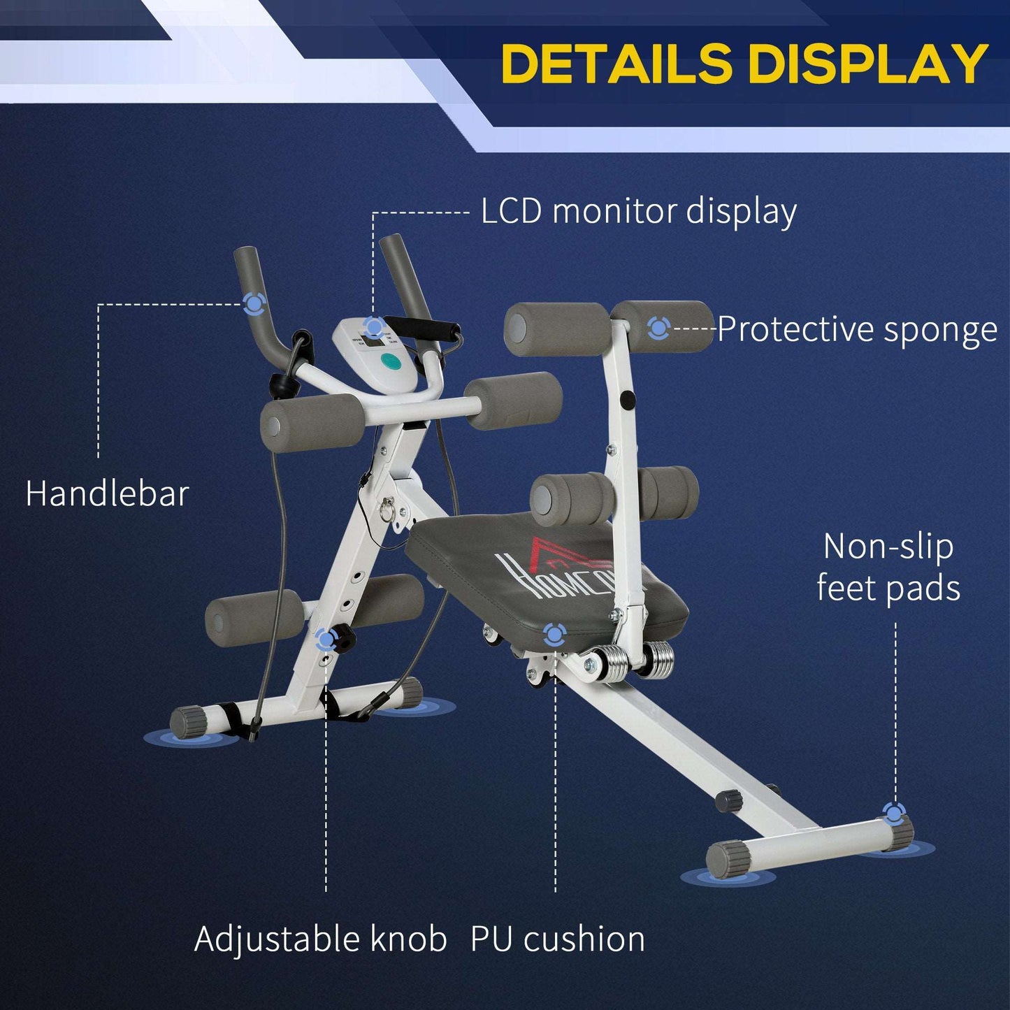 2-IN-1 Core & Abdominal Trainers, Ab Trainer and Sit Up Bench, Core Muscle Trainer w/ Foam Roller, Adjustable Fitness Crunch Machine