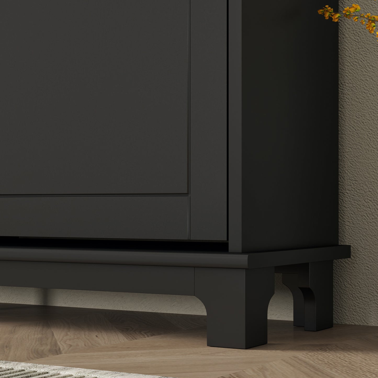 Narrow Shoe Storage Cabinet, Slim Shoe Cabinet with 4 Flip Drawers, Adjustable Shelves for 16 Pairs of Shoes, Black