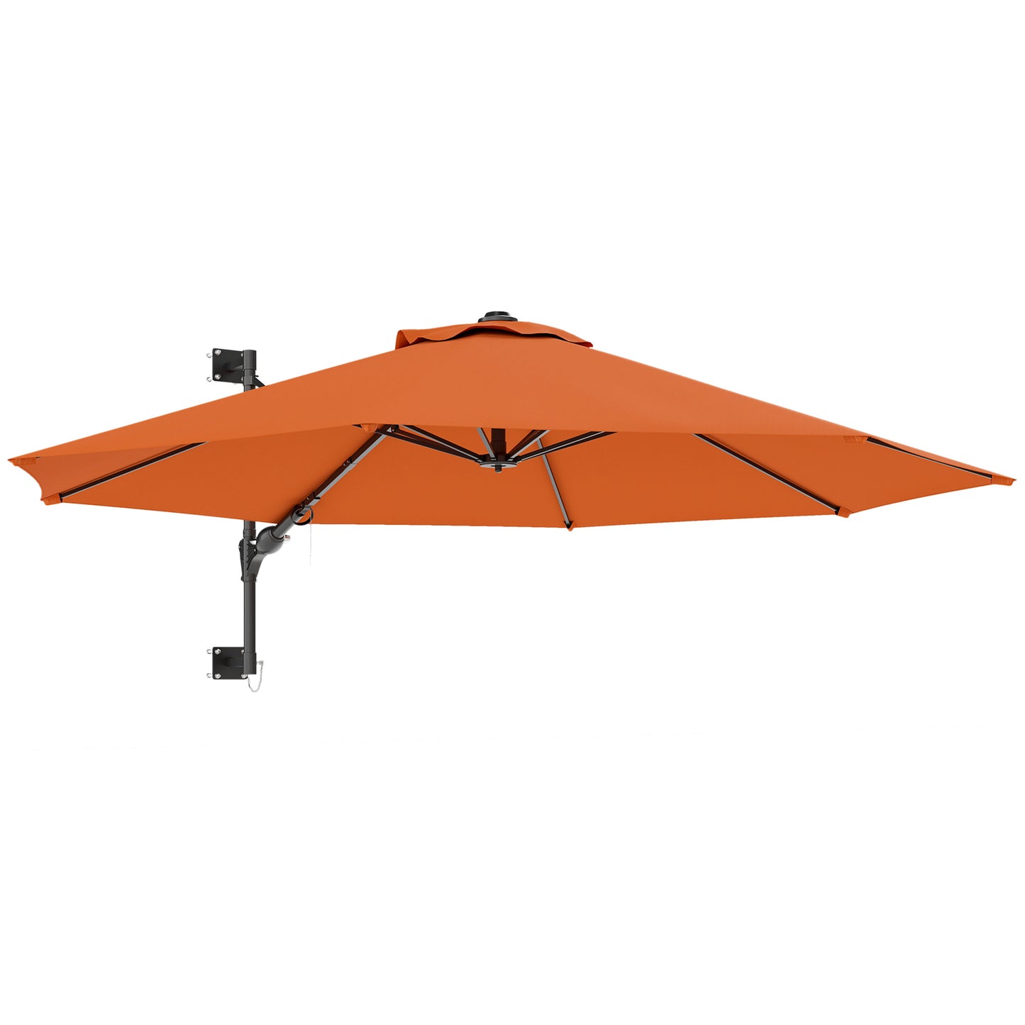 Outsunny 3(m) Wall-Mounted Parasol Shade, with Handle - Light Grey / Khaki / Orange