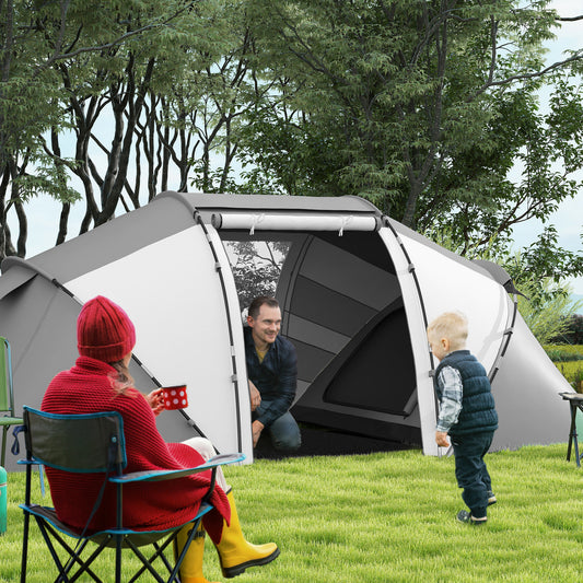 Outsunny 4-6 Man UV Protection Camping Tent - Charcoal Grey and White / Green and White